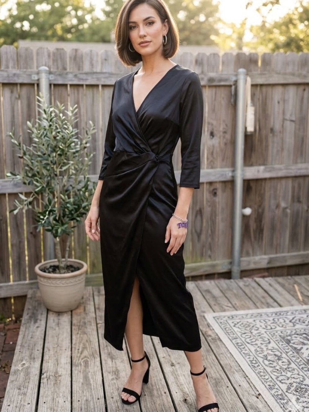 JM studio by John Meyer Black -Wrap Midi Dress